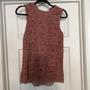 Rose and Olive M lace top in a rose color.